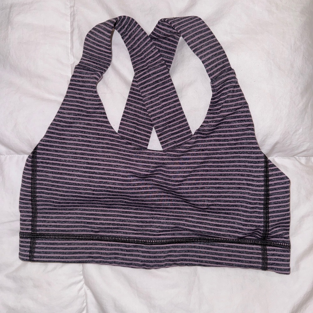 Lululemon All Activewear Crossover Sports Bra (Heather Grey & Purple) - Size 6